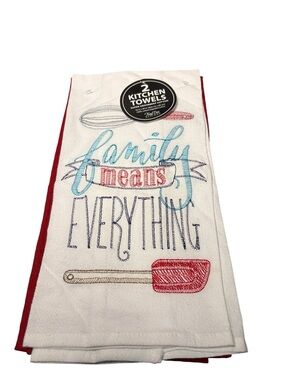 Kay Dee Designs Family Means Everything Embroidered Kitchen Towel Set 2 NWT